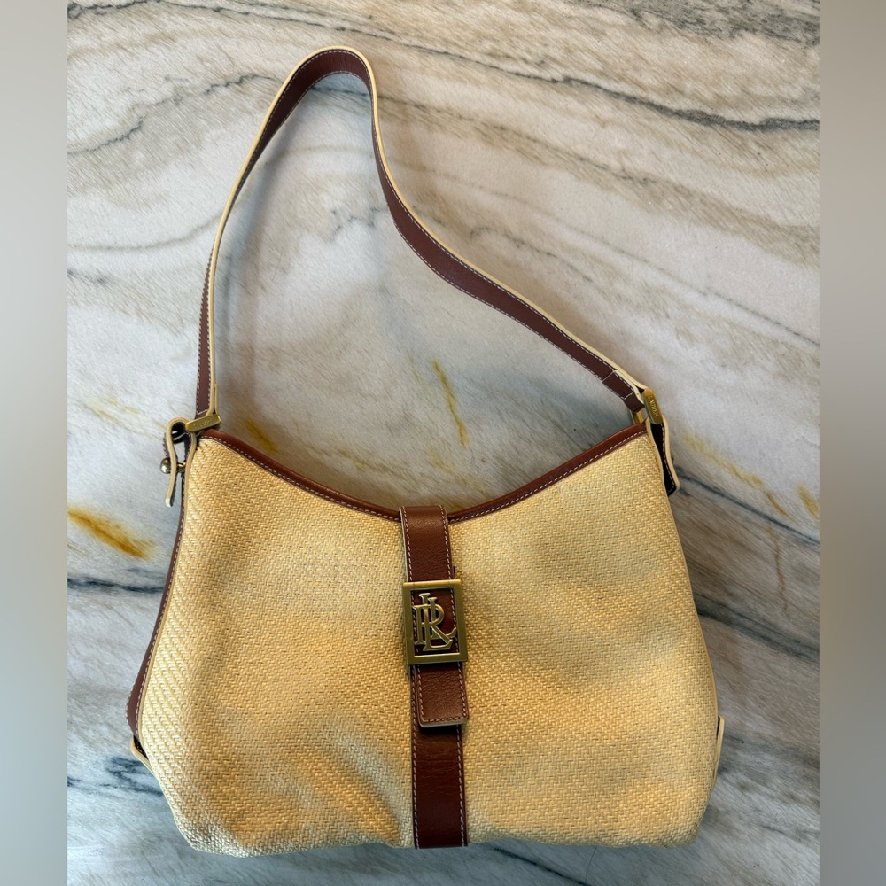 Ralph Lauren Tan and Brown Shoulder Bag